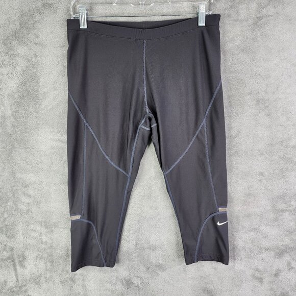 Women's Nike Fit Dry Grey Athletic Capris Leggings Breathable Mesh Size M (8-10) - Picture 2 of 10